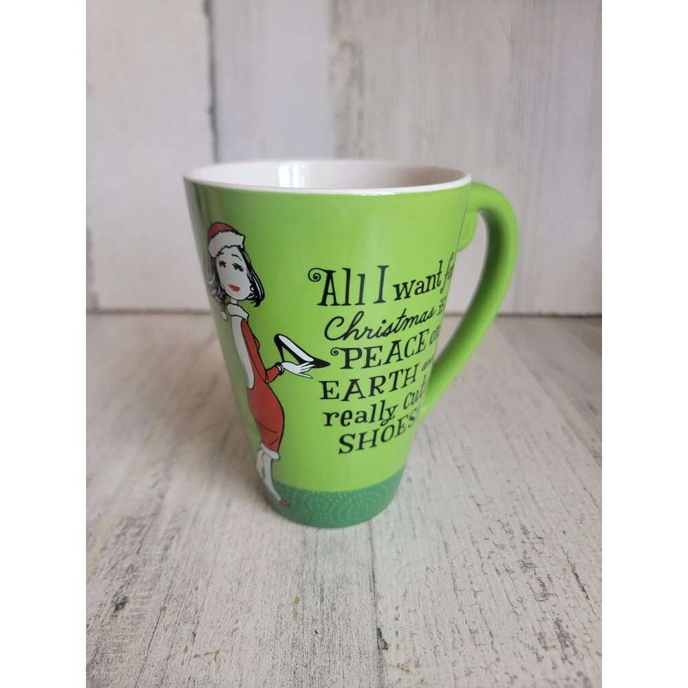 Hallmark All I Want For Christmas is peace on Earth and really cute shoes mug Xm